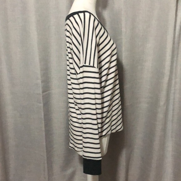 Lou & Grey Striped Thermal LongSleeve-Sz L-Relaxed Boxy Fit-Spruce Green-Cotton - Picture 9 of 14